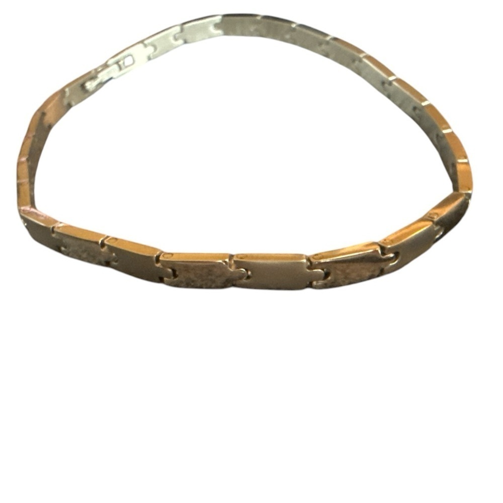 Two tone brushed shiny men’s 8.5” Stainless Steel bracelet unisex